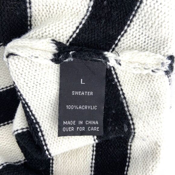 AB Studio Womens Size Large Sweater Top White Black Stripe Chevron Pointed Hem - Picture 5 of 6